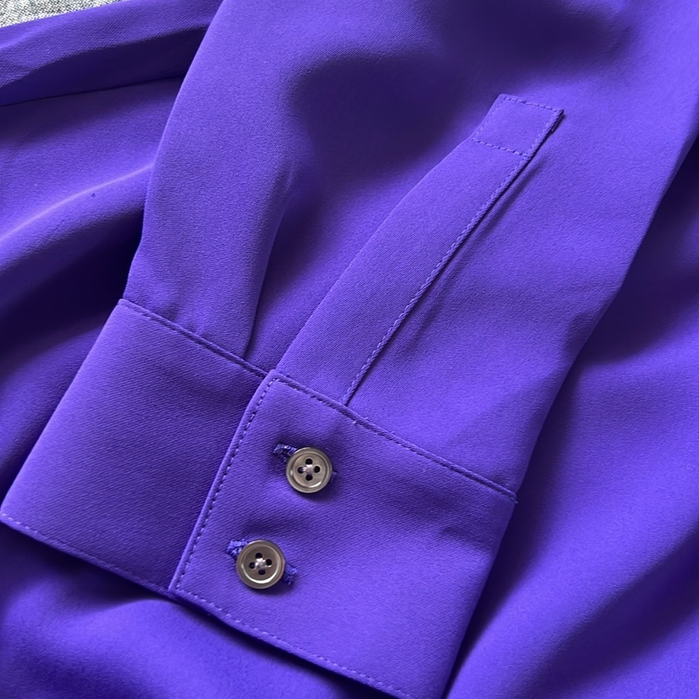 J. JILL WEAREVER COLLECTION Twist Front Midi Length Shirt Dress in Purple | M - Picture 7 of 11
